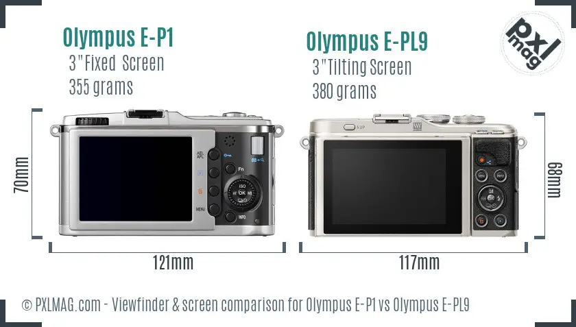 Olympus E-P1 vs Olympus E-PL9 Screen and Viewfinder comparison