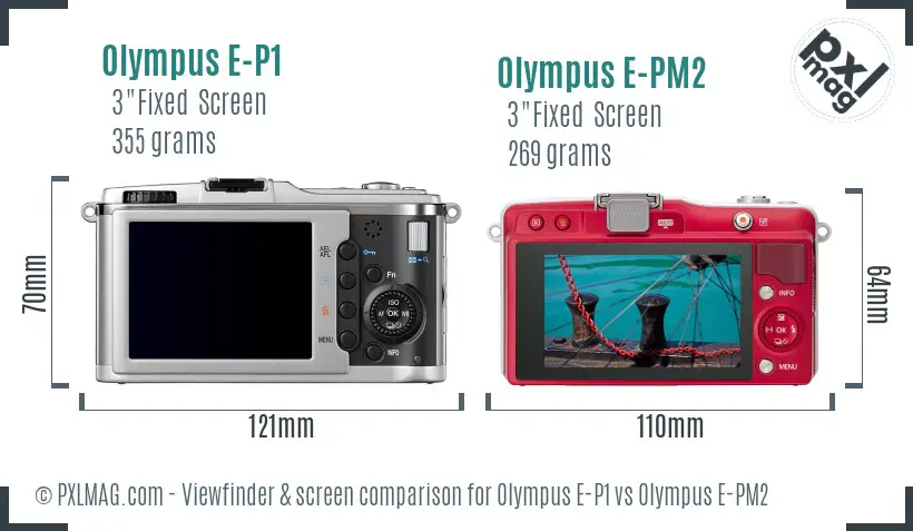 Olympus E-P1 vs Olympus E-PM2 Screen and Viewfinder comparison