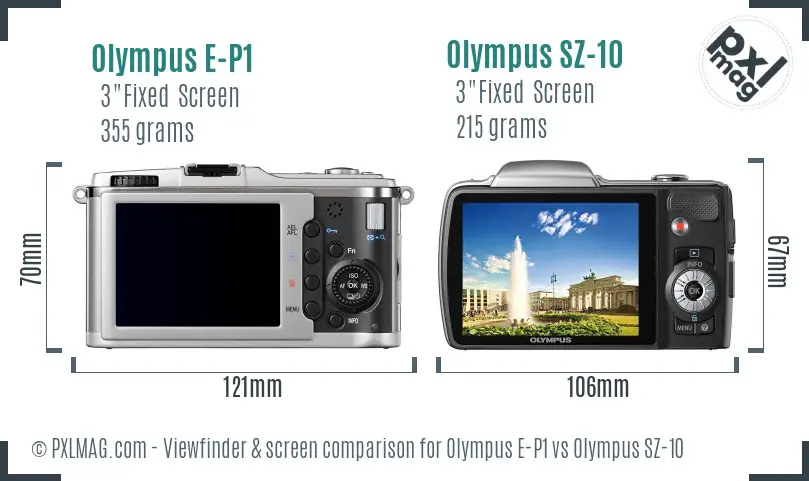 Olympus E-P1 vs Olympus SZ-10 Screen and Viewfinder comparison