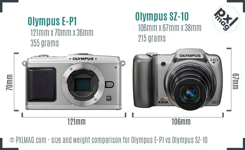 Olympus E-P1 vs Olympus SZ-10 size comparison