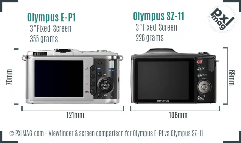 Olympus E-P1 vs Olympus SZ-11 Screen and Viewfinder comparison
