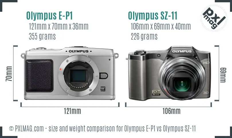 Olympus E-P1 vs Olympus SZ-11 size comparison