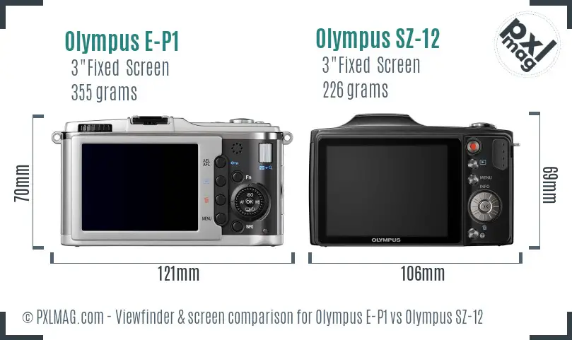 Olympus E-P1 vs Olympus SZ-12 Screen and Viewfinder comparison