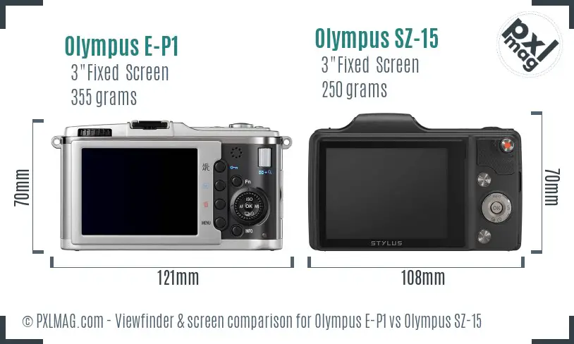 Olympus E-P1 vs Olympus SZ-15 Screen and Viewfinder comparison