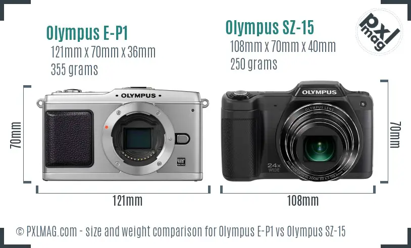 Olympus E-P1 vs Olympus SZ-15 size comparison