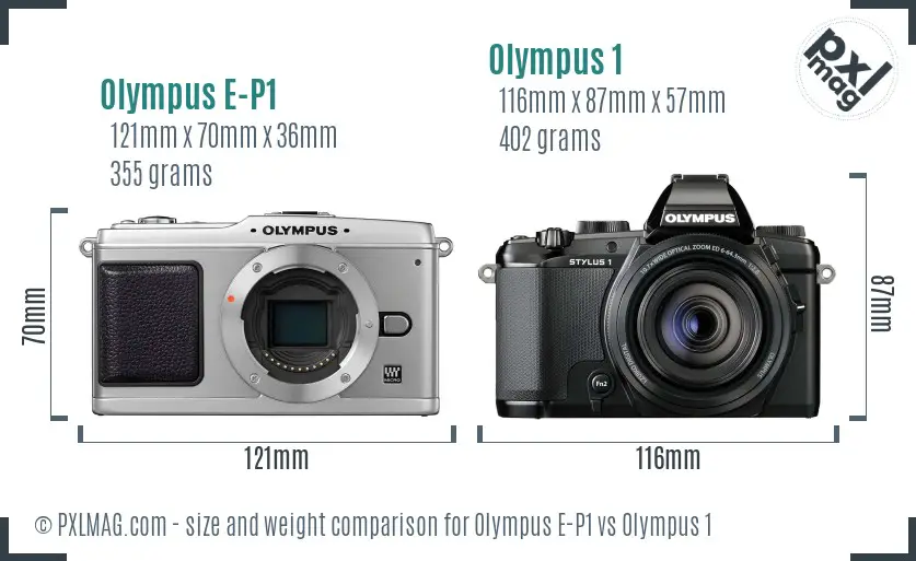 Olympus E-P1 vs Olympus 1 size comparison