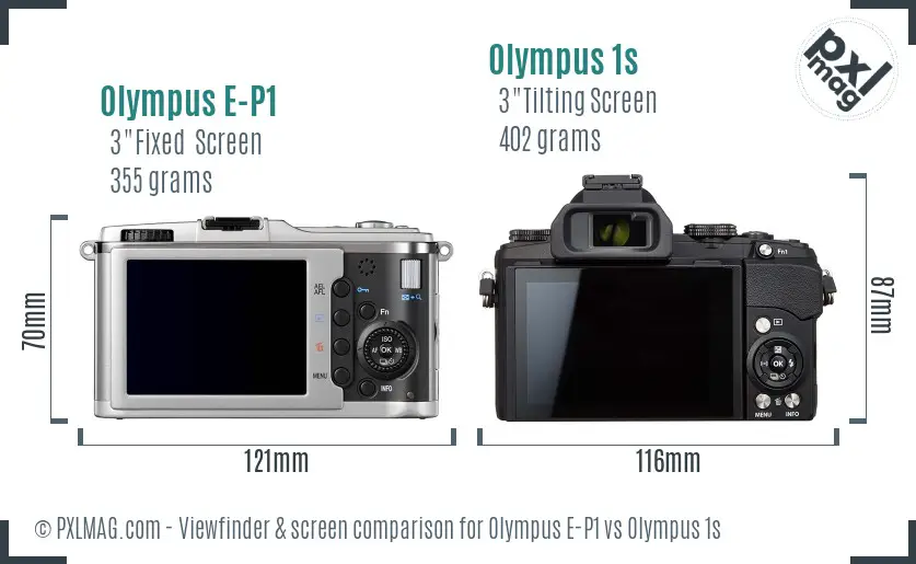 Olympus E-P1 vs Olympus 1s Screen and Viewfinder comparison