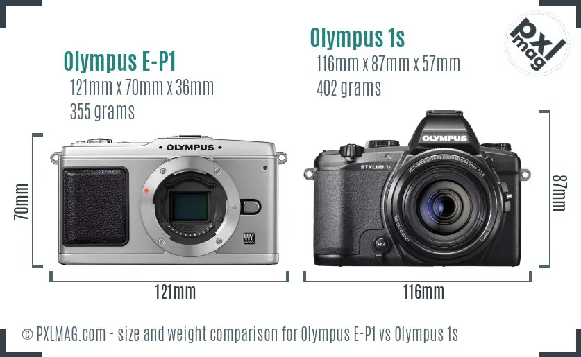 Olympus E-P1 vs Olympus 1s size comparison