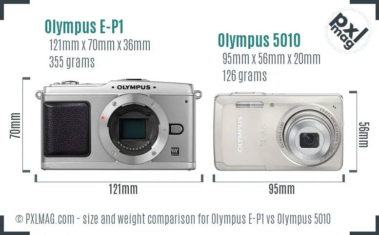 Olympus E-P1 vs Olympus 5010 size comparison