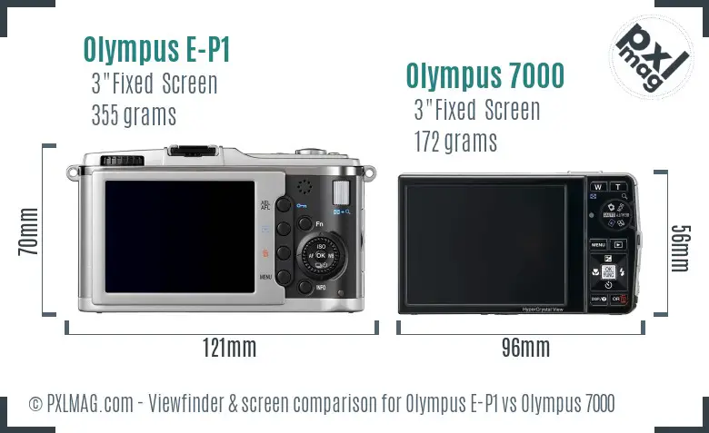 Olympus E-P1 vs Olympus 7000 Screen and Viewfinder comparison