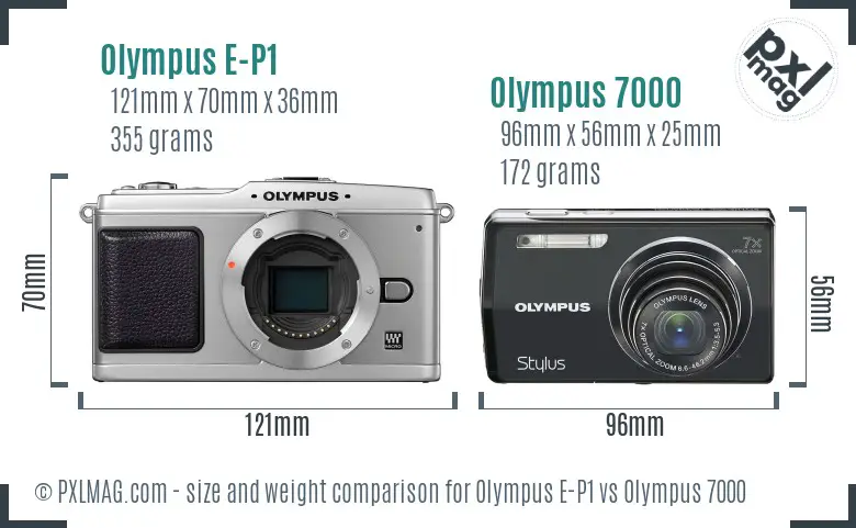 Olympus E-P1 vs Olympus 7000 size comparison