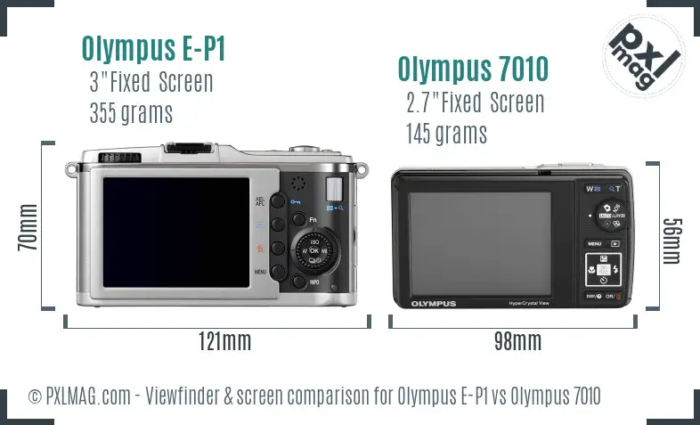 Olympus E-P1 vs Olympus 7010 Screen and Viewfinder comparison