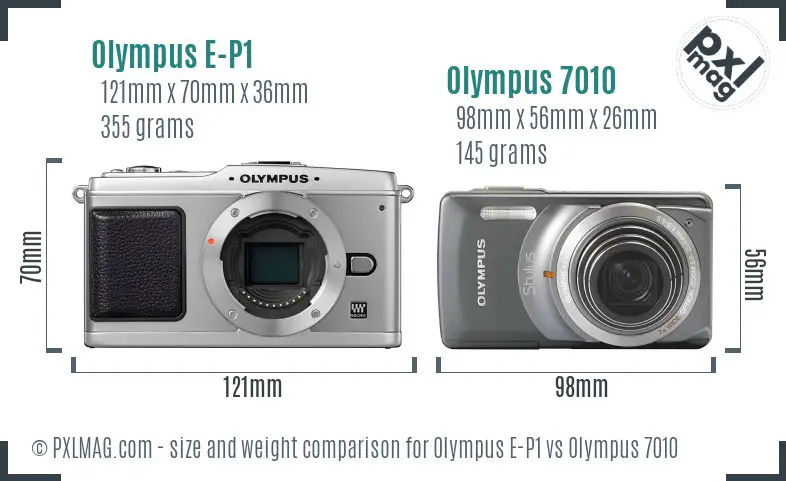 Olympus E-P1 vs Olympus 7010 size comparison