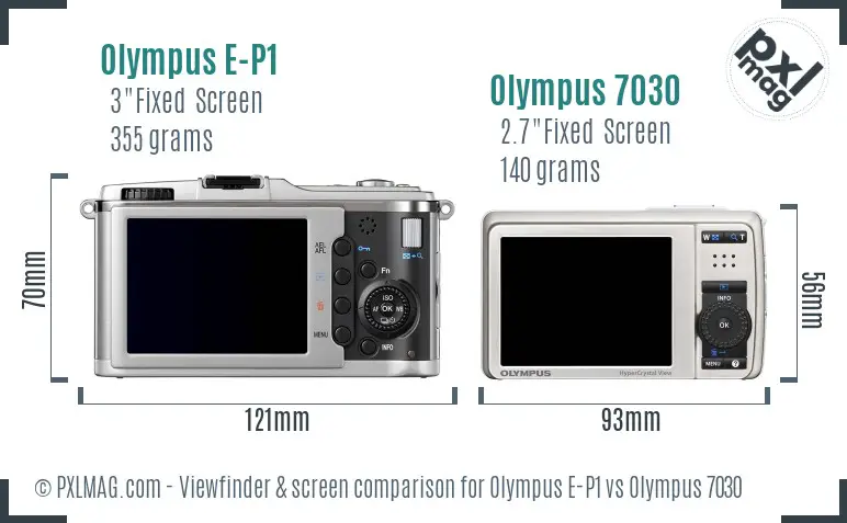 Olympus E-P1 vs Olympus 7030 Screen and Viewfinder comparison