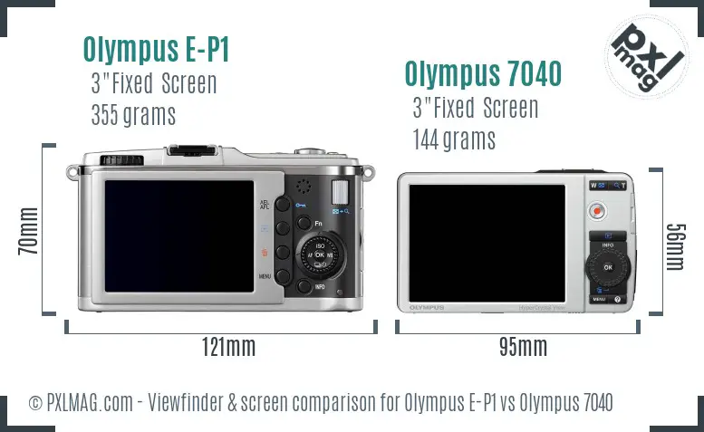 Olympus E-P1 vs Olympus 7040 Screen and Viewfinder comparison