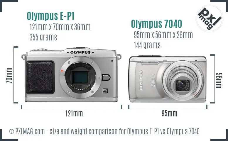 Olympus E-P1 vs Olympus 7040 size comparison