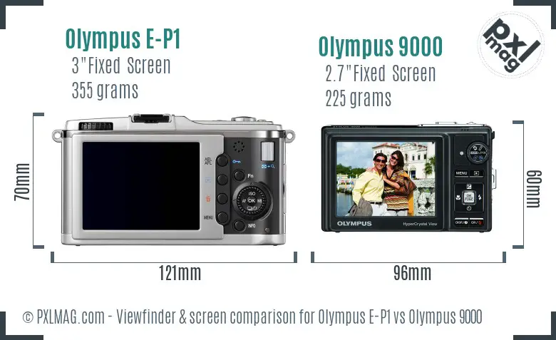 Olympus E-P1 vs Olympus 9000 Screen and Viewfinder comparison