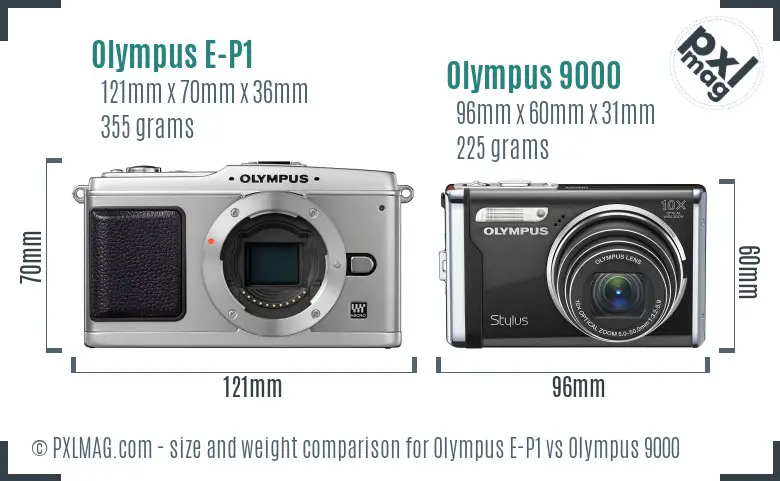 Olympus E-P1 vs Olympus 9000 size comparison