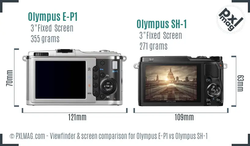 Olympus E-P1 vs Olympus SH-1 Screen and Viewfinder comparison