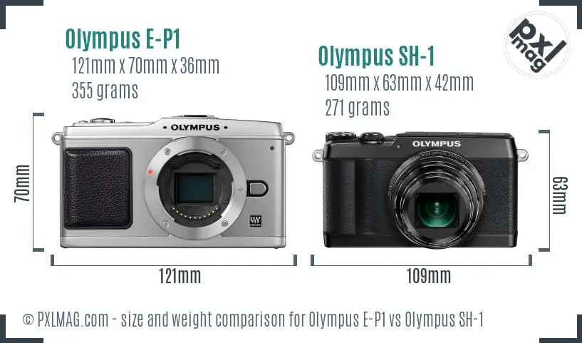 Olympus E-P1 vs Olympus SH-1 size comparison