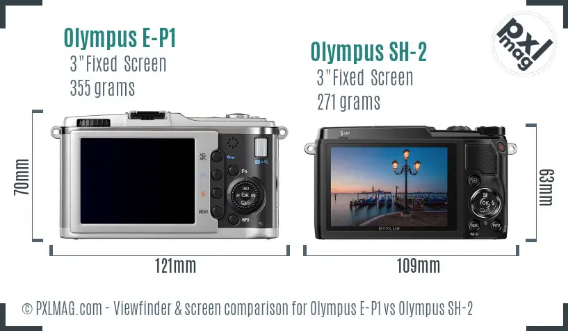 Olympus E-P1 vs Olympus SH-2 Screen and Viewfinder comparison