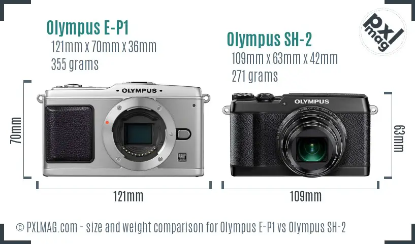 Olympus E-P1 vs Olympus SH-2 size comparison