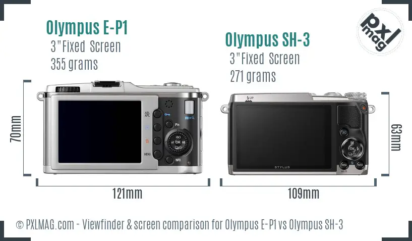 Olympus E-P1 vs Olympus SH-3 Screen and Viewfinder comparison