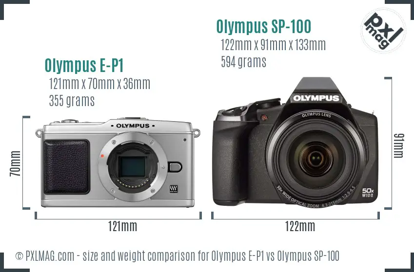 Olympus E-P1 vs Olympus SP-100 size comparison