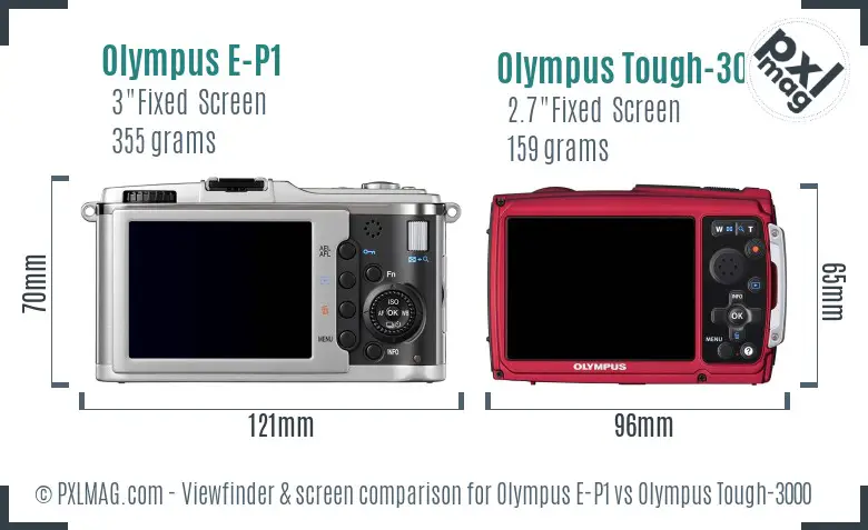 Olympus E-P1 vs Olympus Tough-3000 Screen and Viewfinder comparison