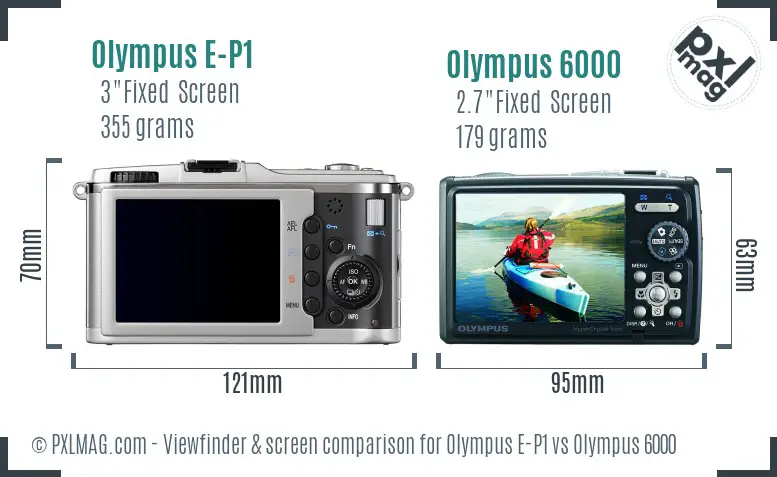 Olympus E-P1 vs Olympus 6000 Screen and Viewfinder comparison