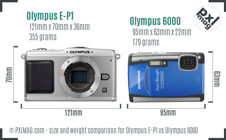 Olympus E-P1 vs Olympus 6000 size comparison