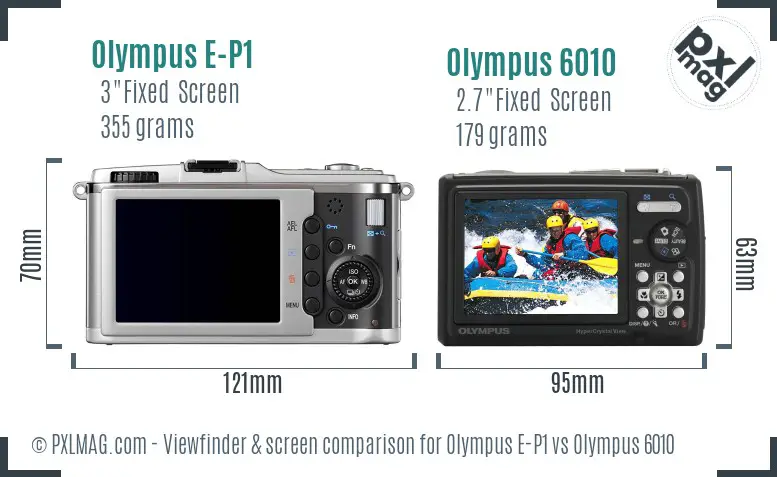 Olympus E-P1 vs Olympus 6010 Screen and Viewfinder comparison