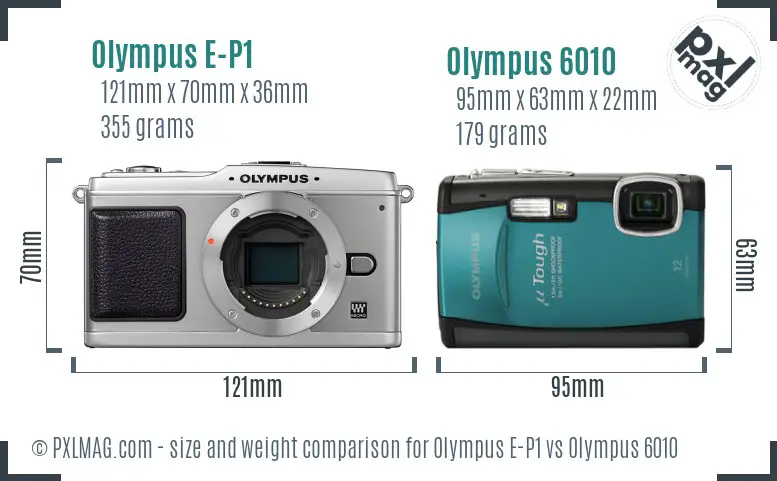 Olympus E-P1 vs Olympus 6010 size comparison
