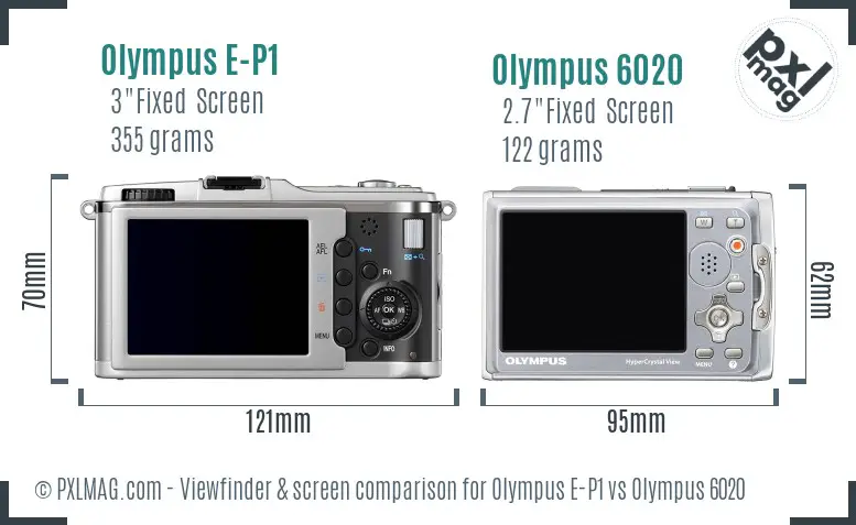 Olympus E-P1 vs Olympus 6020 Screen and Viewfinder comparison