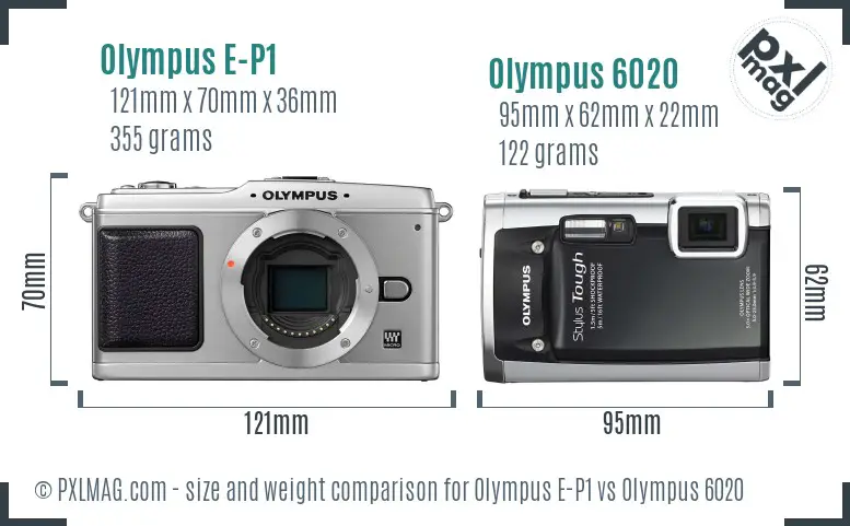 Olympus E-P1 vs Olympus 6020 size comparison
