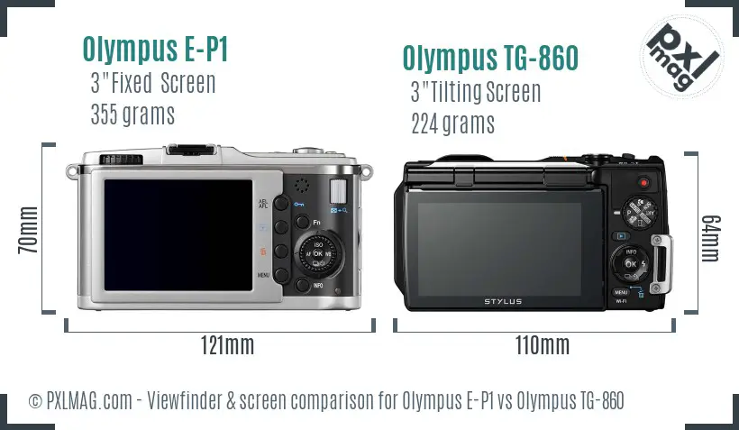 Olympus E-P1 vs Olympus TG-860 Screen and Viewfinder comparison