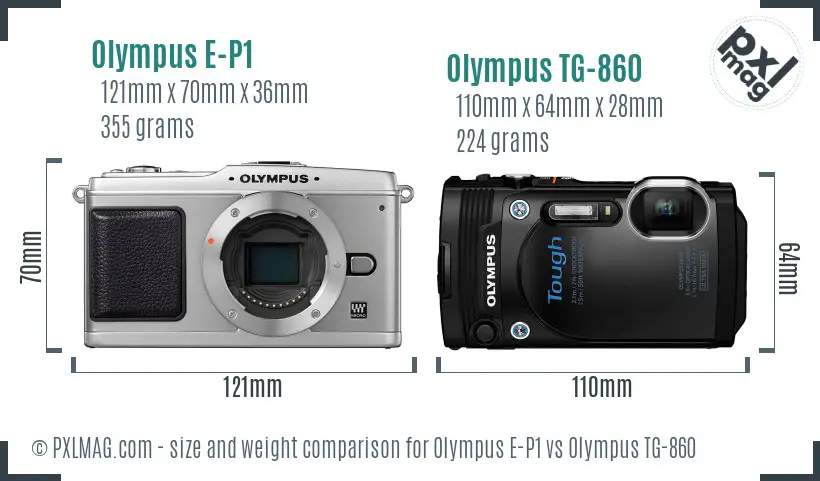Olympus E-P1 vs Olympus TG-860 size comparison