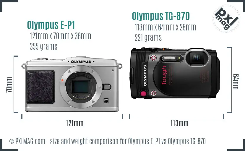 Olympus E-P1 vs Olympus TG-870 size comparison