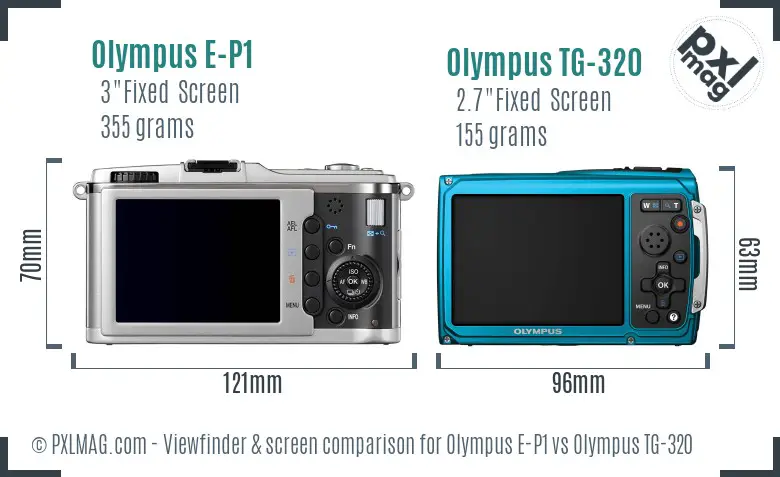 Olympus E-P1 vs Olympus TG-320 Screen and Viewfinder comparison