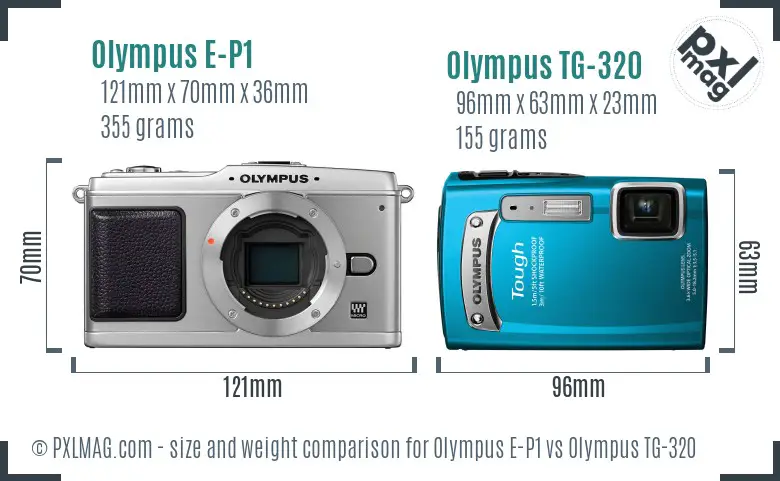 Olympus E-P1 vs Olympus TG-320 size comparison