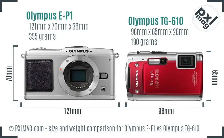 Olympus E-P1 vs Olympus TG-610 size comparison