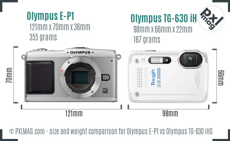 Olympus E-P1 vs Olympus TG-630 iHS size comparison