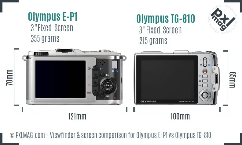 Olympus E-P1 vs Olympus TG-810 Screen and Viewfinder comparison
