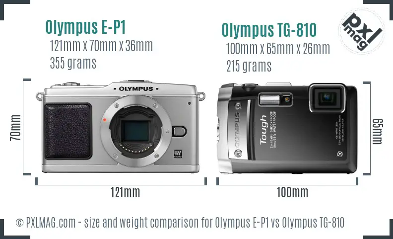 Olympus E-P1 vs Olympus TG-810 size comparison