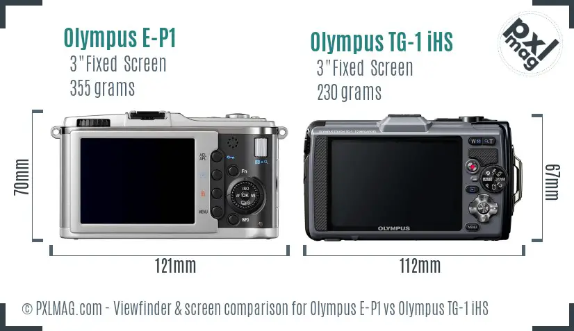 Olympus E-P1 vs Olympus TG-1 iHS Screen and Viewfinder comparison