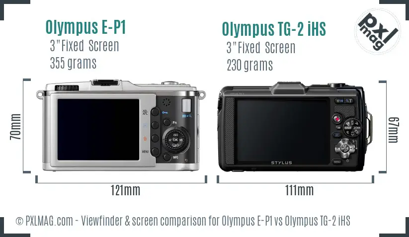 Olympus E-P1 vs Olympus TG-2 iHS Screen and Viewfinder comparison