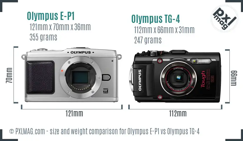Olympus E-P1 vs Olympus TG-4 size comparison