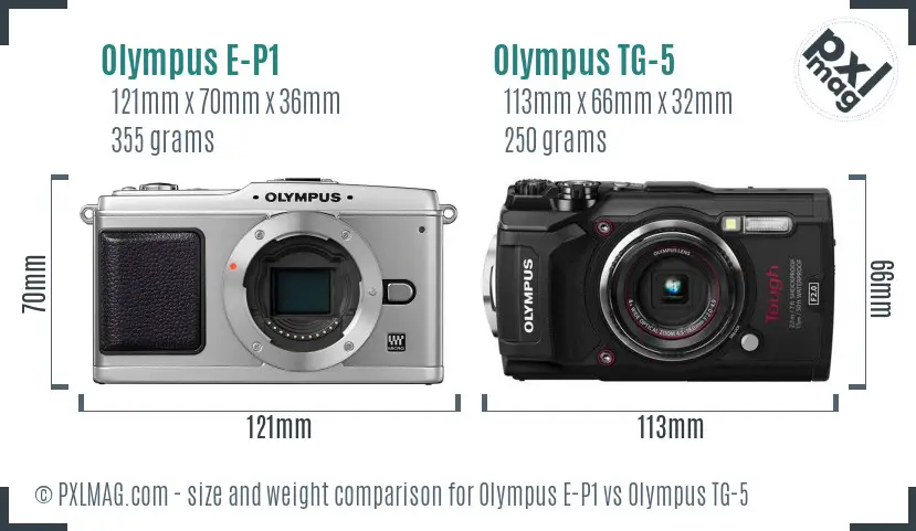 Olympus E-P1 vs Olympus TG-5 size comparison