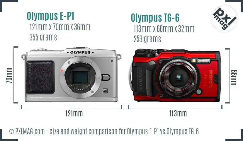 Olympus E-P1 vs Olympus TG-6 size comparison