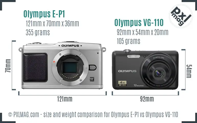 Olympus E-P1 vs Olympus VG-110 size comparison